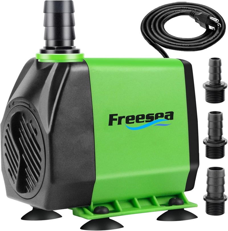 FREESEA Fountain Submersible Water Pump: 800GPH 45W Adjustable Ultra Quiet Aquarium Pump with 3 Nozzles 10ft High Lift for Small Pond | Fish tank | Waterfall | Outdoor | Hydroponics - Image 1